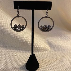 Sea Otter Hoop Pierced Earrings by Kabanna Sterling 925 (Marked)